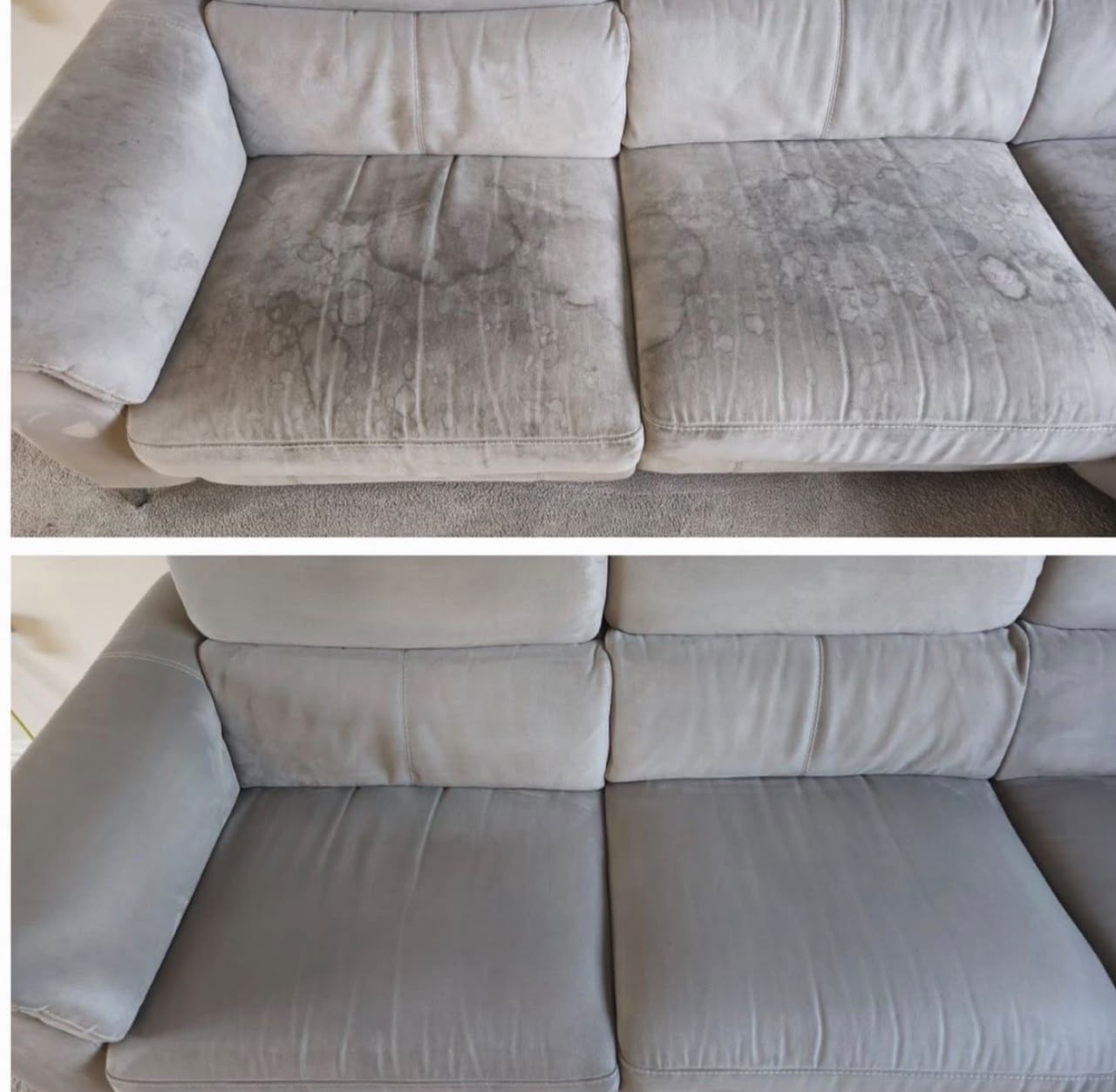 Before and after sofa steam cleaning